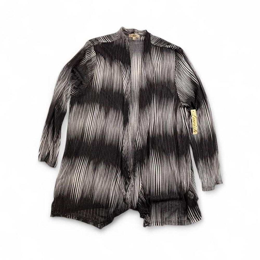 Lavish Sheer Kimono Cardigan Women’s 3XL Black White Striped Open Front
